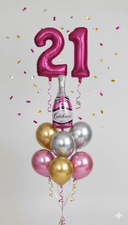 21st Birthday Party Champagne Balloon Bouquet