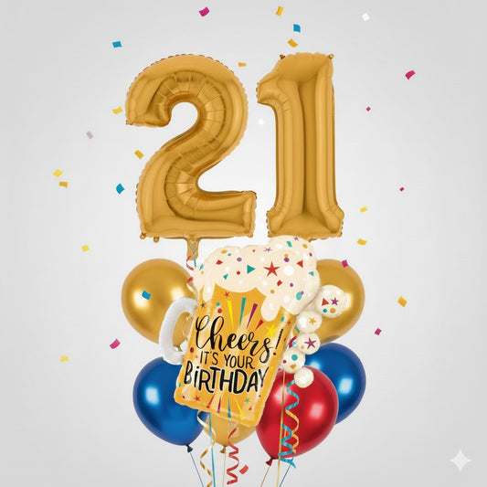 21st Birthday Party Cheers Balloon Bouquet