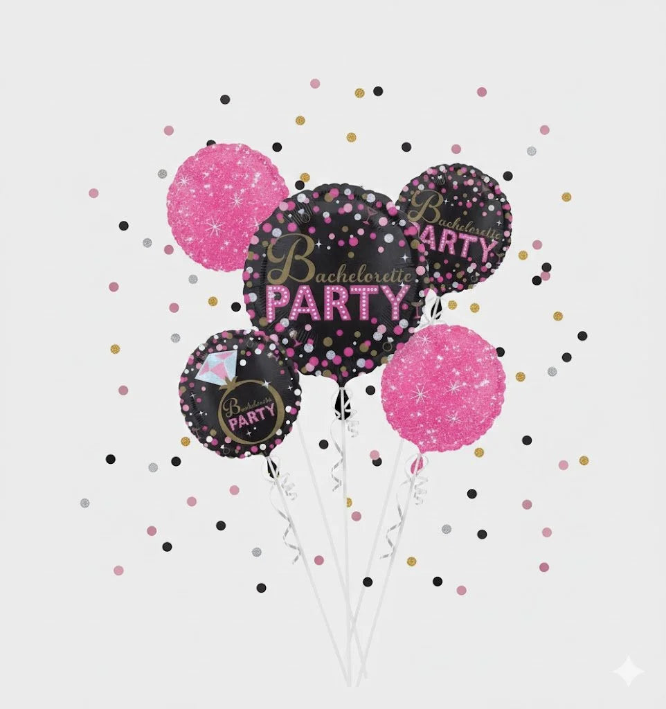 Bachelorette balloon bouquet Pink Metallic balloons.jpg