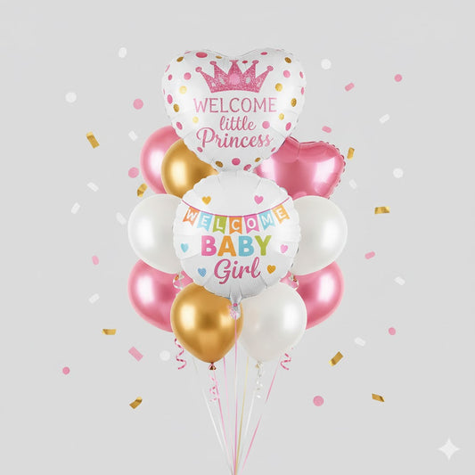 Welcome Little Princess Baby Girl Balloon Bouquet