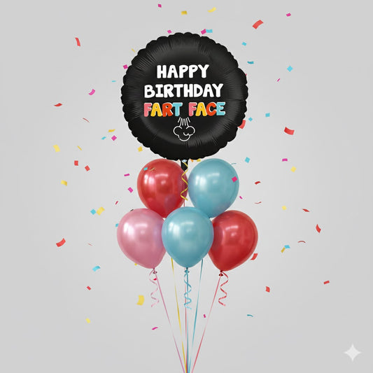 Happy Birthday Fart Face Balloon Bouquet