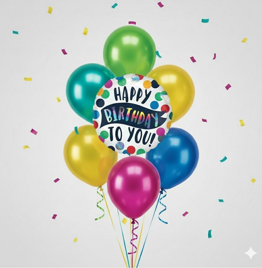 Happy Birthday To You Metallic Balloon Bouquet
